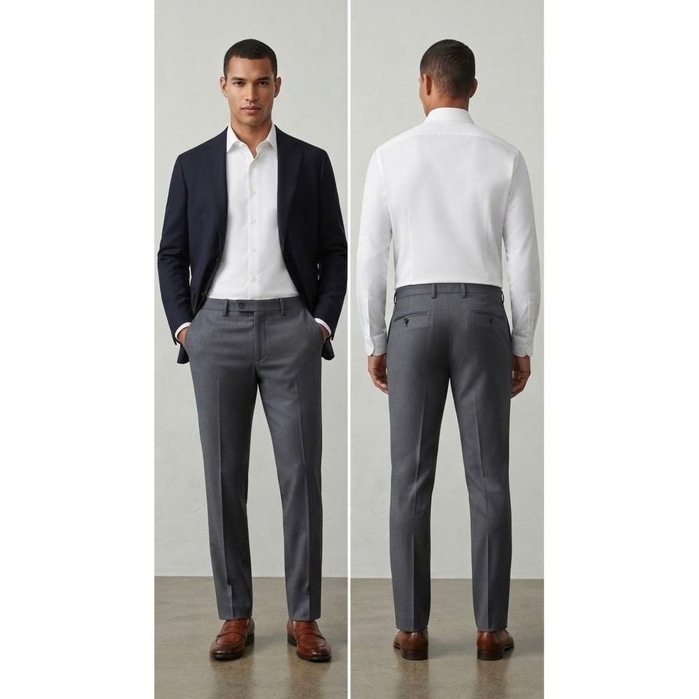Louis Raphael Tailored Mens Gray Flat Front Dress Pants 32x30 Straight Trousers